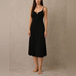 Maternity & Nursing Midi Sleep Dress | Black | Size M